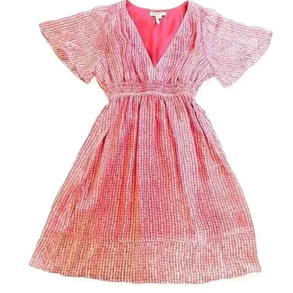 BCBGeneration Coral Polka Dots Dress Size M